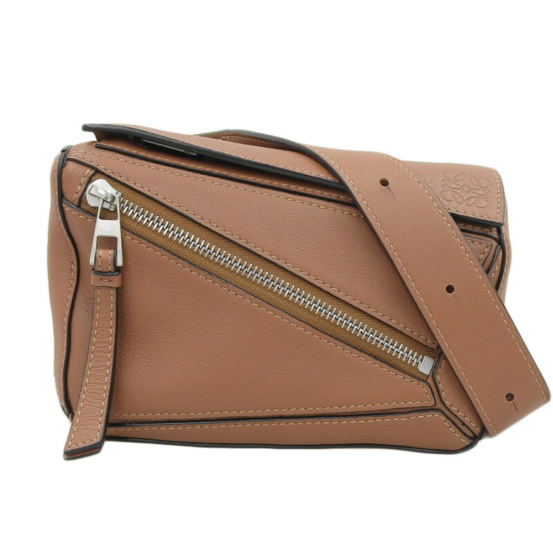 【中古】 ロエベ LOEWE パズル バムバッグミニ ボディバッグ レザー タン B510EB1 新入荷 OB2162