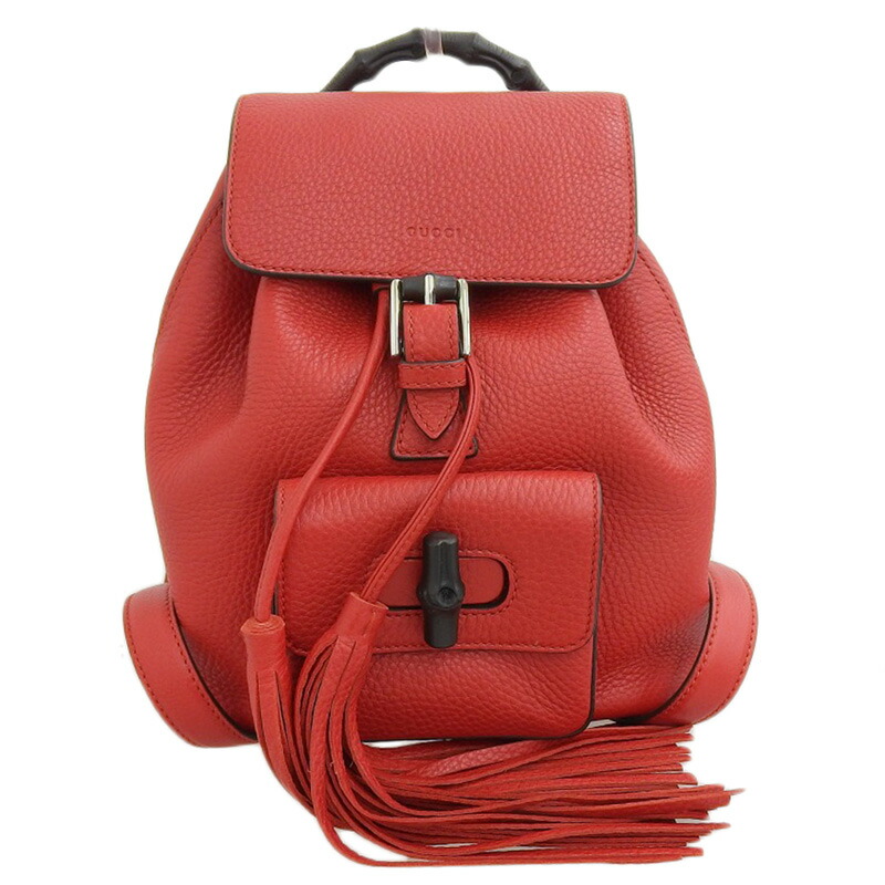 極美品　GUCCI バンブー　 リュックサック　バックパック　レザー　レッド GUCCI グッチ バンブー リュックサック バックパック スエード
