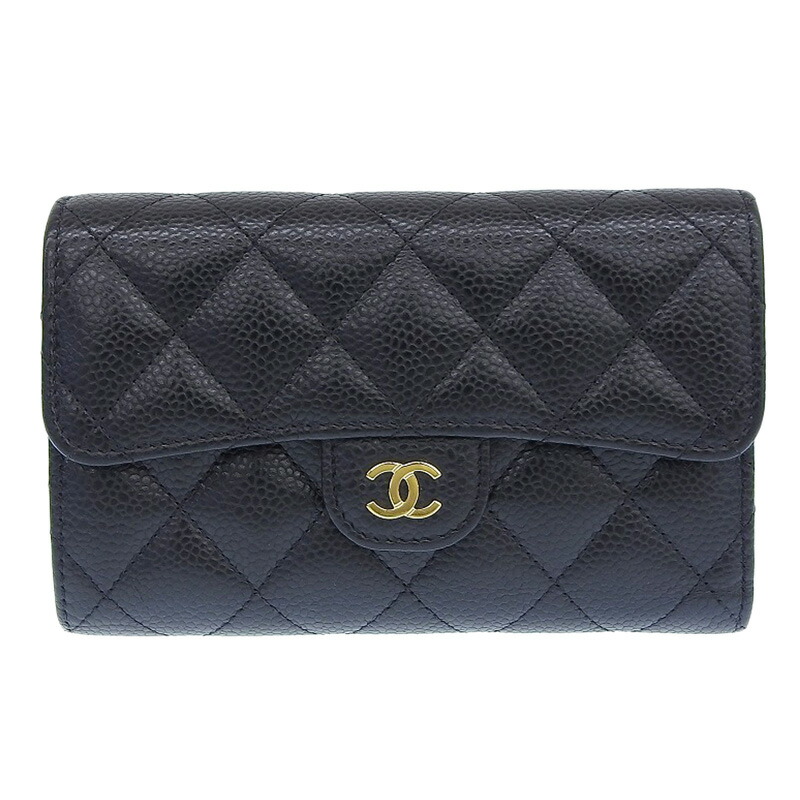 シャネル　マトラッセキャビアスキンウォレット シャネル マトラッセ キャビアスキン チェーンウォレット