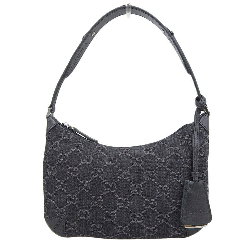 【中古】 グッチ GUCCI ホースビットスリム スモールショルダー ショルダーバッグ GGデニム レザー ブラック 774719 美品 新入荷 GU0628|ブランドショップロンド