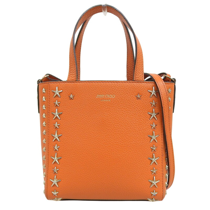 【中古】 ジミーチュウ JIMMY CHOO ペガシミニ 2WAYバッグ ハンドバッグ ショルダーバッグ レザー オレンジ 新入荷 OB2336｜ブランドショップロンド