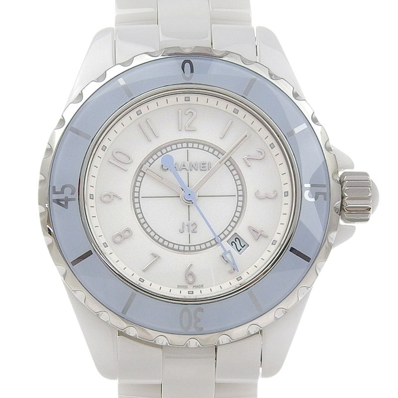 シャネル CHANEL J12 レディース クォーツ 腕時計 セラミック/SS 8Pダイヤモンド シェル文字盤 H2422 中古 新入荷 CH1060 J12 シャネル CHANEL レディース クォーツ 腕時計 セラミック/SS 8P