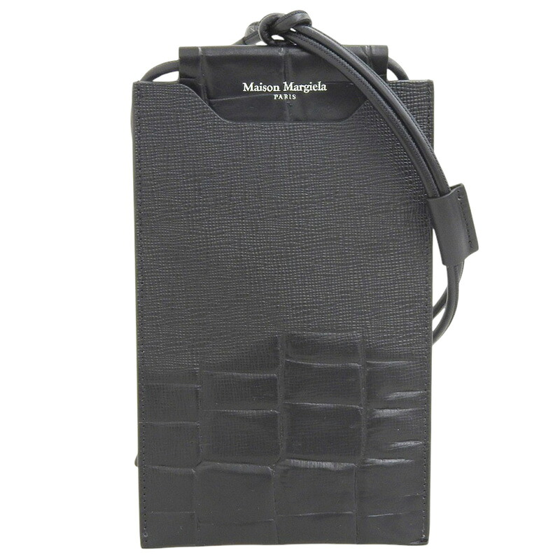 【中古】 メゾンマルジェラ Maison Margiela ショルダーバッグ スマホホルダー フォンショルダー レザー 黒 SA2VZ0001P5490 新入荷 OB2490｜ブランドショップロンド