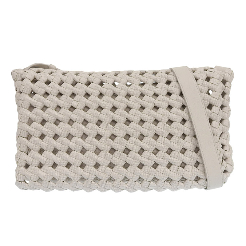 【中古】 ボッテガヴェネタ BOTTEGA VENETA ショルダーバッグ キャンバス/レザー アイボリー 603162 新入荷 OB2584