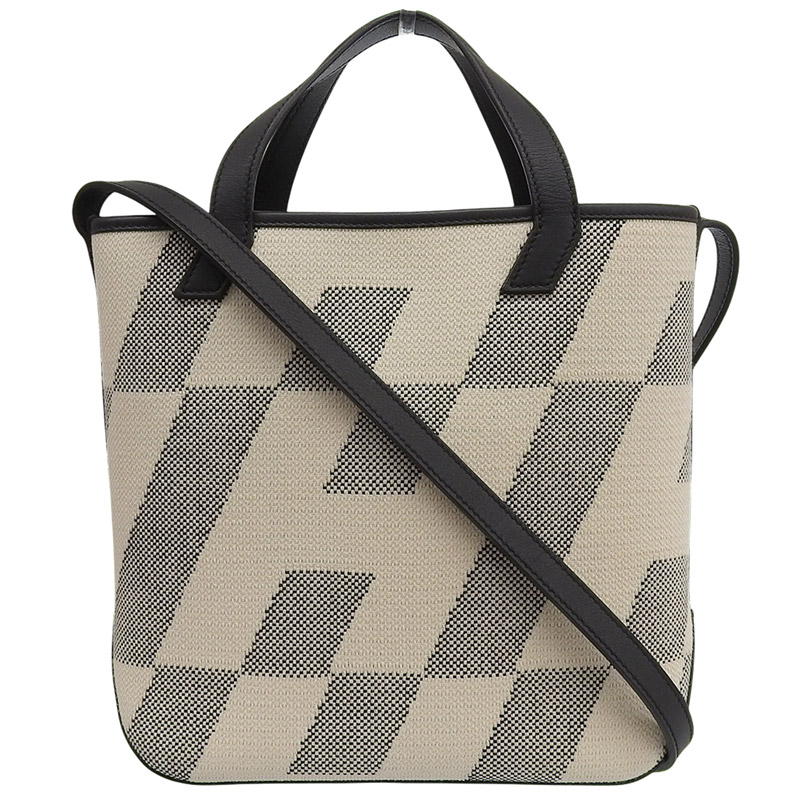 【中古】 エルメス HERMES アンビエ27PM 2WAY トートバッグ トワルアッシュ/ヴォースイフト ブラック/ホワイト Z刻印 2021年 新入荷 HE1167