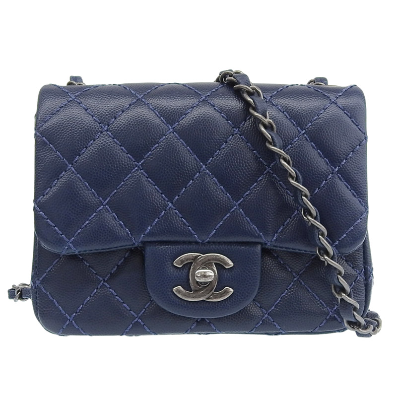【中古】 シャネル CHANEL ミニマトラッセ 20 ショルダーバッグ チェーンショルダー キャビアスキン ネイビー 23番台 新入荷 CH1090|ブランドショップロンド