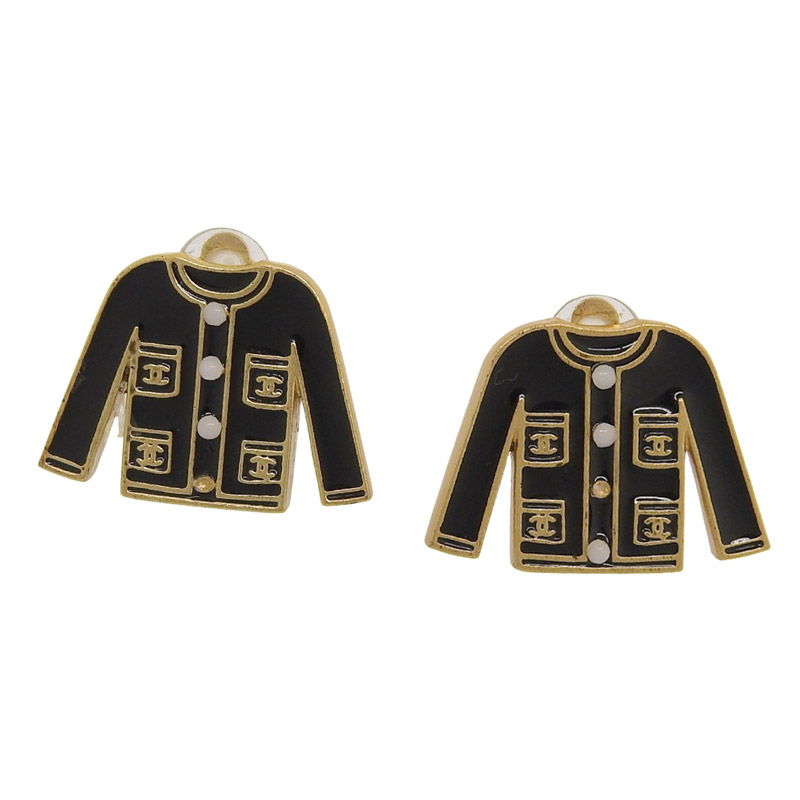 【中古】 シャネル CHANEL ジャケット ココマーク イヤリング ブラック ゴールド色 02A 新入荷 CH1113