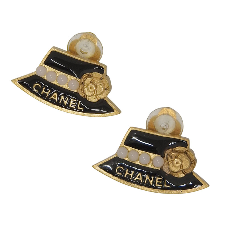 【中古】 シャネル CHANEL ハット カメリア イヤリング ブラック ゴールド色 02A 新入荷 CH1118 32,370円