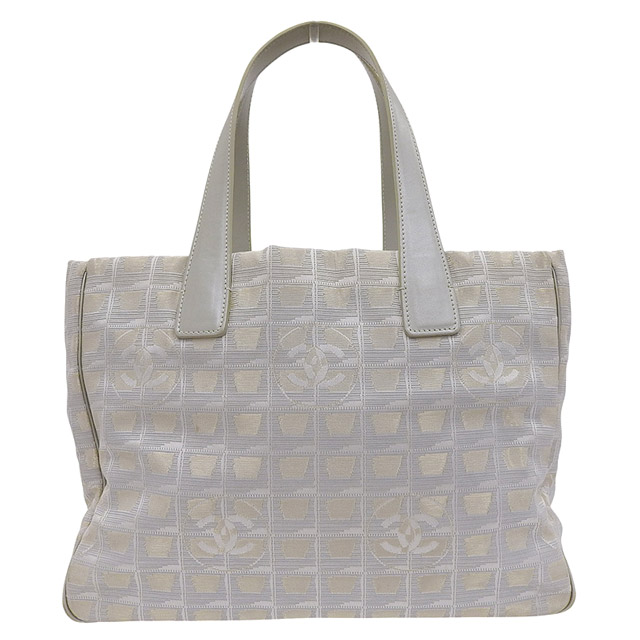 【中古】 シャネル CHANEL ニュートラベルラインMM トートバッグ キャンバス/レザー シルバー系 10番台 新入荷 CH1130