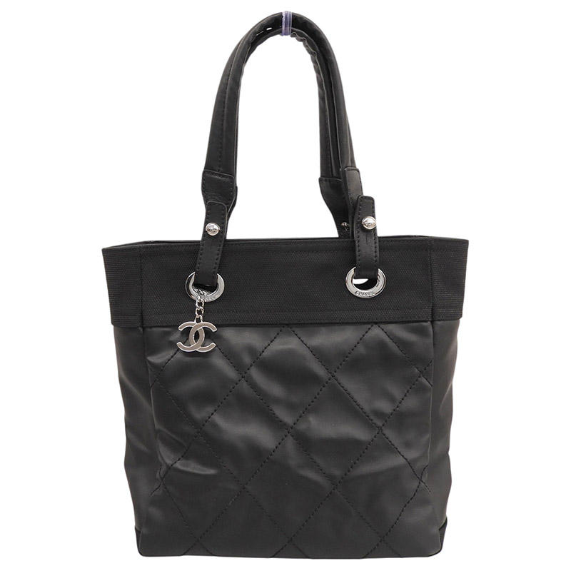 【中古】 シャネル CHANEL パリビアリッツトートPM トートバッグ キャンバス/レザー ブラック 新入荷 CH1153｜ブランドショップロンド