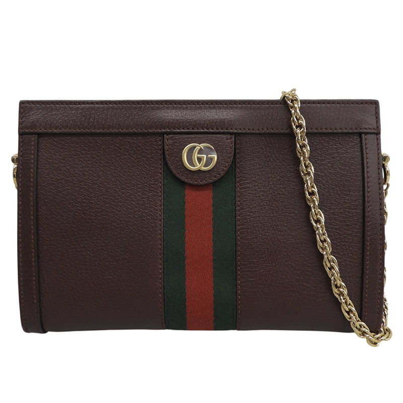【中古】 グッチ GUCCI オフィディア シェリーライン ショルダーバッグ チェーンシェルダー レザー ボルドー 503877 新入荷 GU0674|ブランドショップロンド
