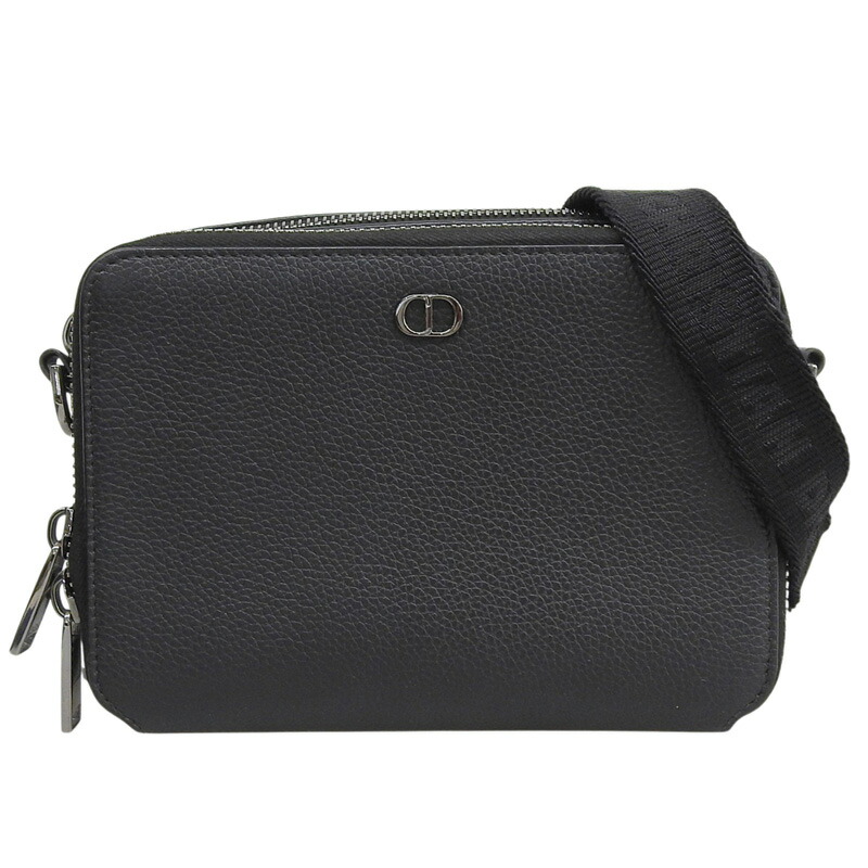 【中古】 ディオール CHRISTIAN DIOR ショルダーバッグ ウォレットショルダー レザー ブラック 新入荷 OB2856