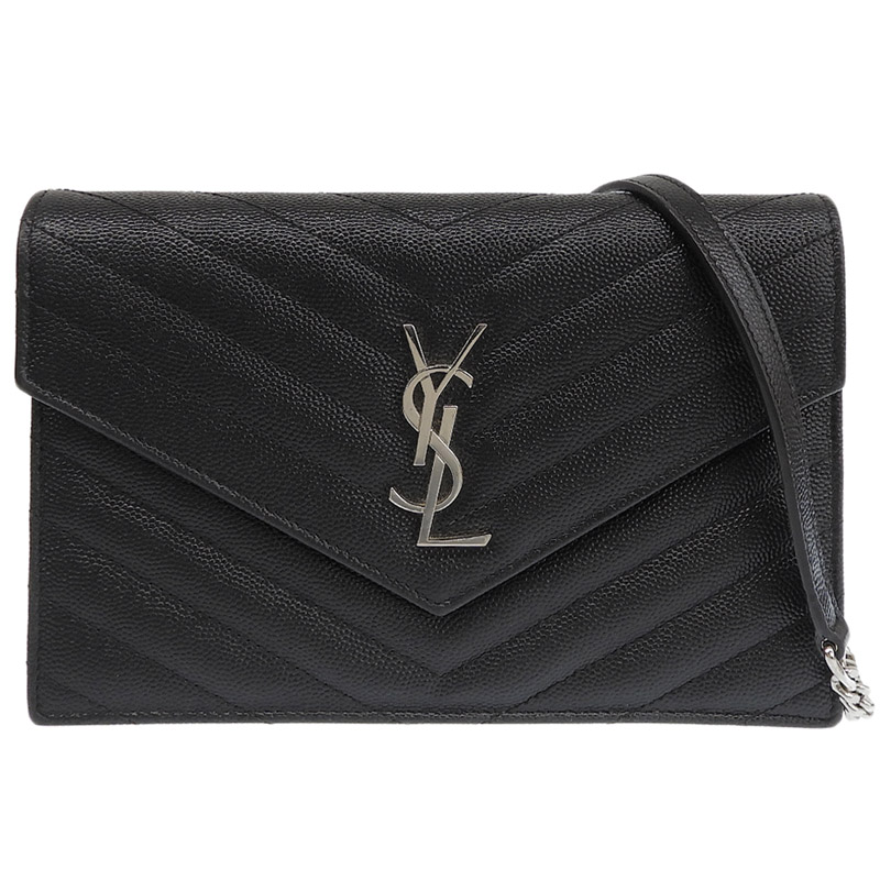 【中古】 サンローラン SAINT LAURENT カサンドラ チェーンウォレット ショルダーバッグ レザー ブラック 393953 新入荷 OB2882｜ブランドショップロンド