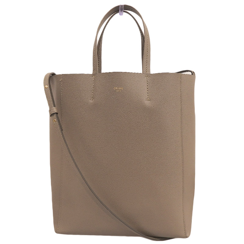 【中古】 セリーヌ CELINE バーティカルカバ スモール 2WAYバッグ トートバッグ ショルダーバッグ レザー グレージュ 新入荷 OB2887|ブランドショップロンド