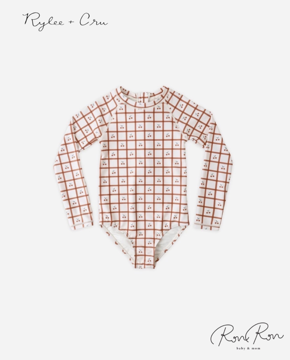 [Rylee+Cru]【オススメ】【NEW】DELPHINE RASHGUARD ONE-PIECE | CHERRY CHECK ライリーアンドクルー はたご屋界面赤ちゃん服 水泳着 スイムウェア 差し上げ物 御姉さん お坊っちゃん 好いたらしい 赤ちゃん服 外国で赤ちゃん服