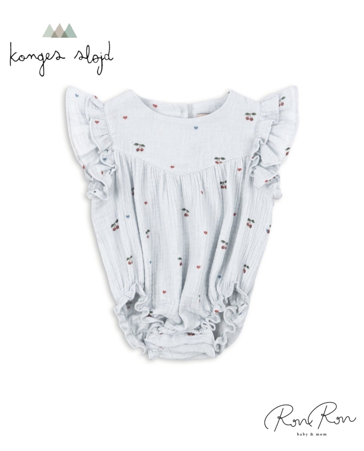 [Konges Slojd]【オススメ】【NEW】COCO ROMPER GOTS | CHERRY BLUE COEUR コンゲススロイド はたご屋界面赤ちゃん服 ロンパース 衣装 差し上げ物 御姉さん お坊っちゃん 好いたらしい 赤ちゃん服 外国で赤ちゃん服