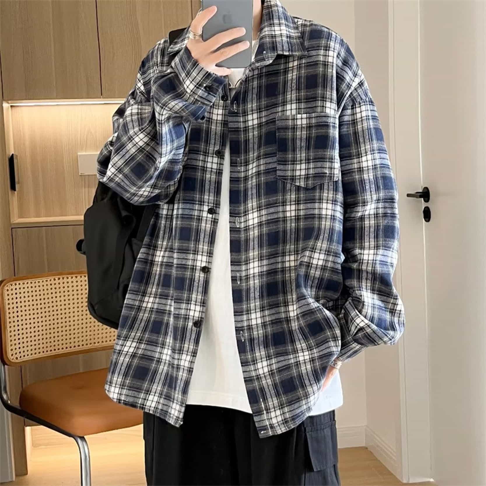 チェックシャツ メンズ 長袖 オーバーサイズ 秋服 ビッグシルエット ネルシャツ カジュアルシャツ ドロップショルダー ワークシャツ ゆったり 春服 おしゃれ かっこいい 軽い 羽織り ライトアウター
