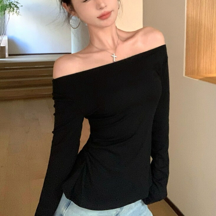 バックオープン Tシャツ レディース セクシー レース 切り替え リボン 背中あき トップス 長袖 カットソー 背中見せ 透け感 スリム フィット タイト おしゃれ きれいめ カジュアル モード系 ク