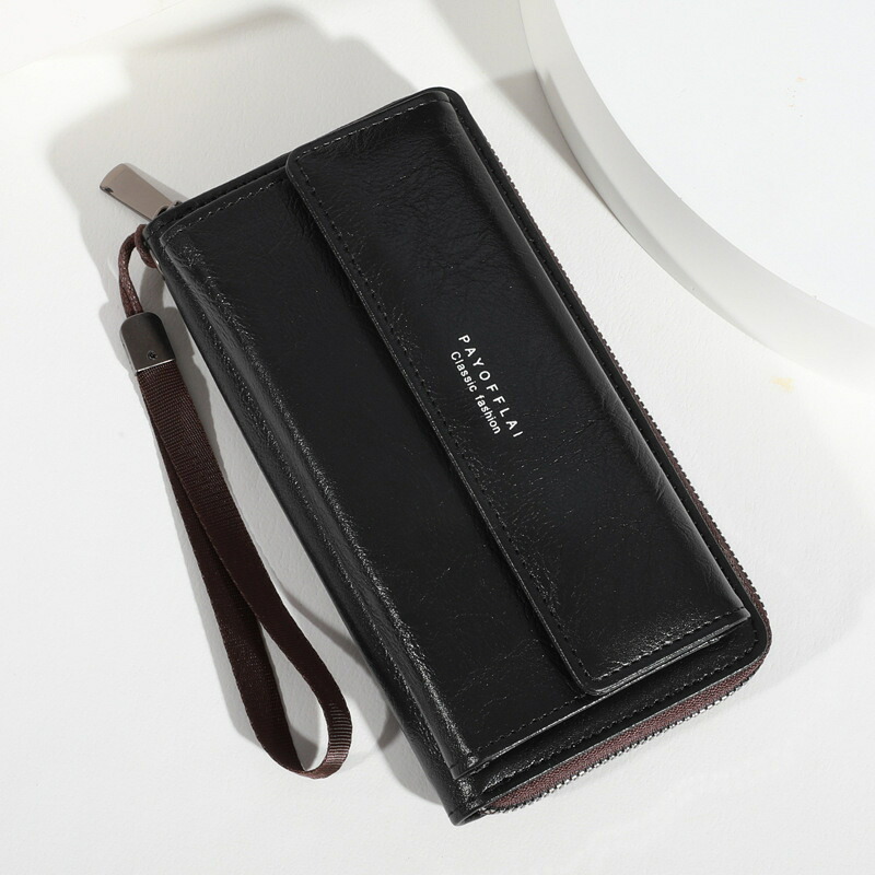財布 メンズ 長財布 大容量 ストラップ付き 合皮 レザー スマホ収納 カードケース ヴィンテージ調 クラッチバッグ 紳士用 贈り物 ギフト プレゼント 普段使い