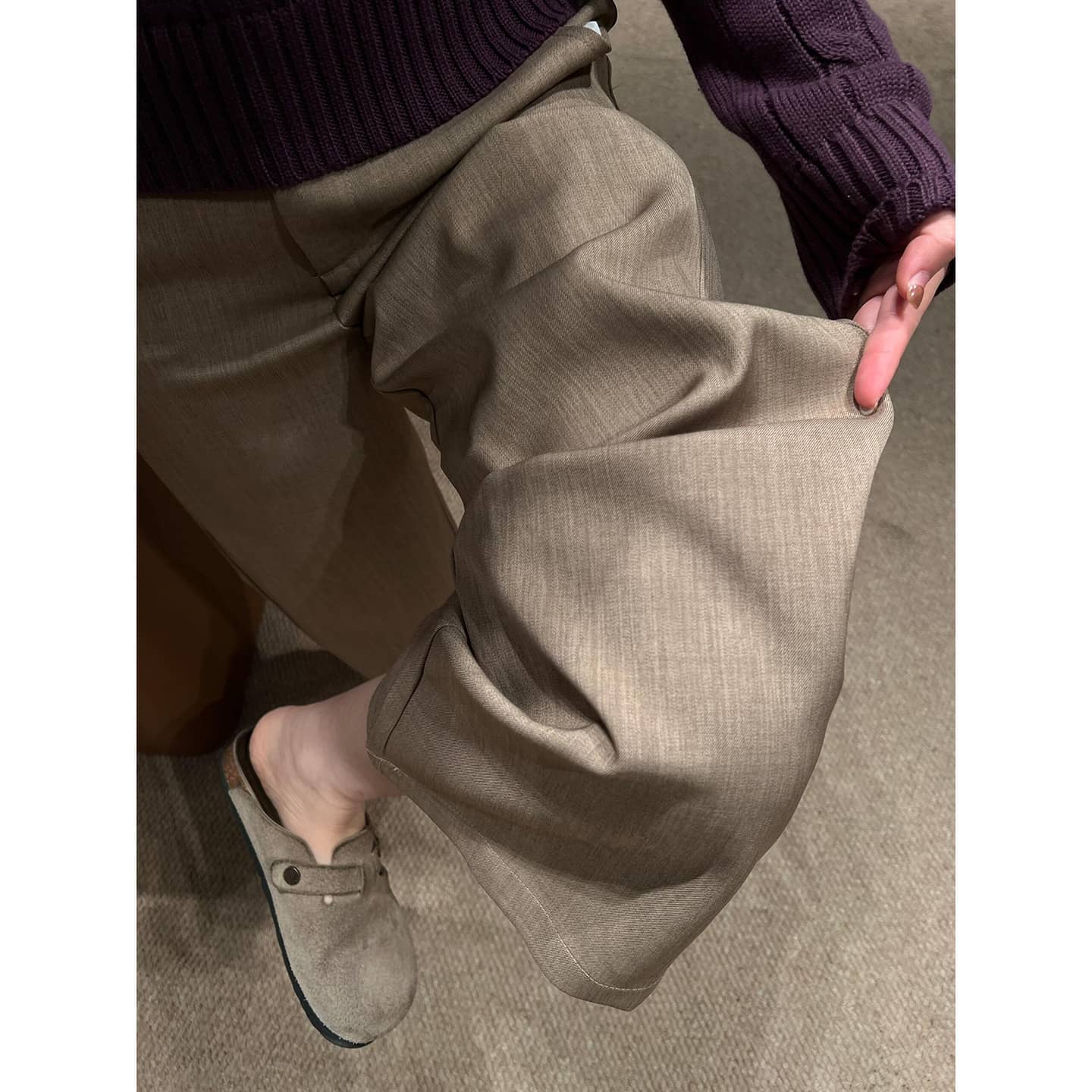 ワイドパンツ レディース きれいめ スラックス ストレートパンツ ハイウエスト 美脚 センタープレス ゆったり オフィス カジュアル 通勤 春 秋冬 厚手