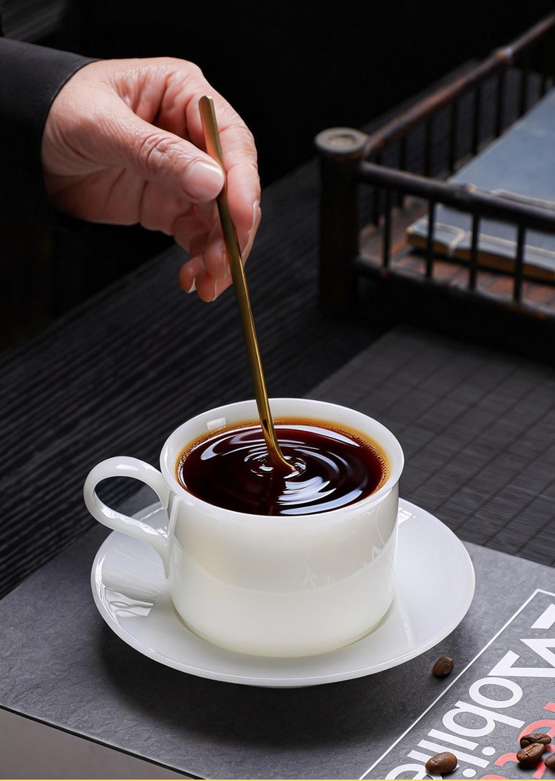 コーヒーカップ ソーサー セット 200ml ティーカップ おしゃれ 玉釉 白磁 磁器 来客用 珈琲 ティー 紅茶 中国茶 カフェ 贈り物 ギフト プレゼント アンティーク 北欧風 シンプル ホワイト
