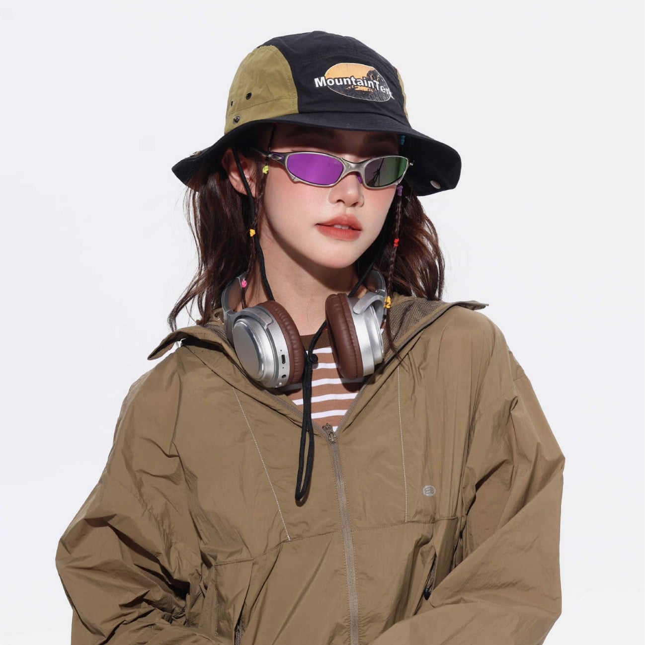 サファリハット レディース メンズ ツートンカラー 登山 帽子 撥水 UVカット あご紐付き おしゃれ キャンプ 釣り フェス アウトドア ハット