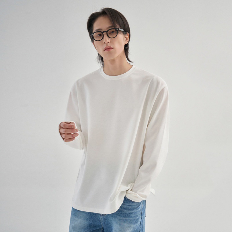 シャツ 長袖 メンズ ロンT ロングTシャツ クルーネック オーバーサイズ 無地 ゆったり カジュアル トップス 大きいサイズ インナー 春 秋 柔らかい 肌触り 部屋着 ホワイト