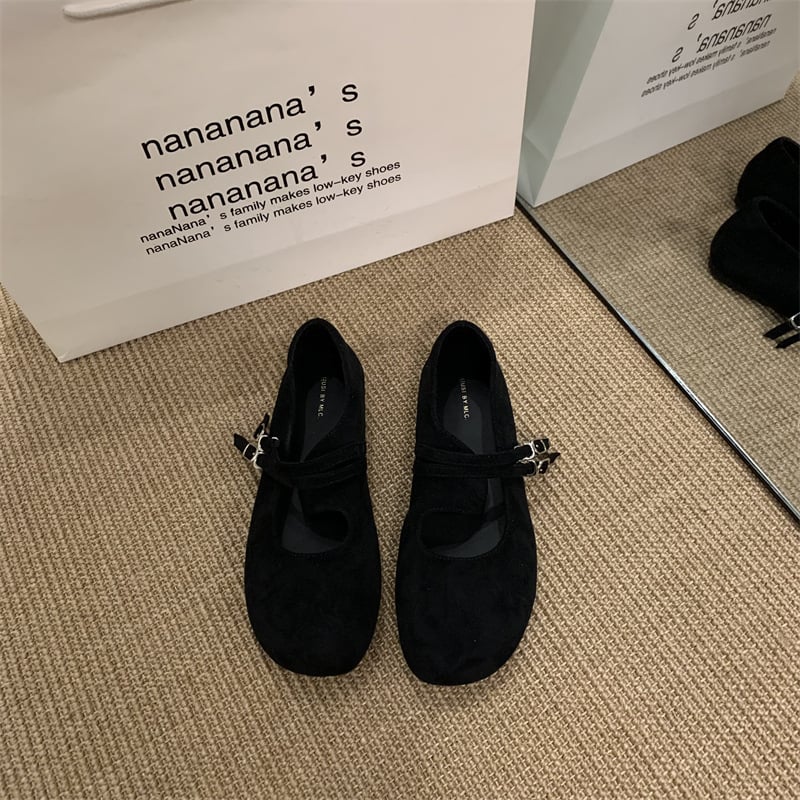 パンプス メリージェーン レディース フラットシューズ スエード調 ラウンドトゥ ストラップ ぺたんこ靴 森ガール レトロ 柔らかい 痛くない カジュアル 歩きやすい 通勤 通学 おしゃれ 春 秋 冬