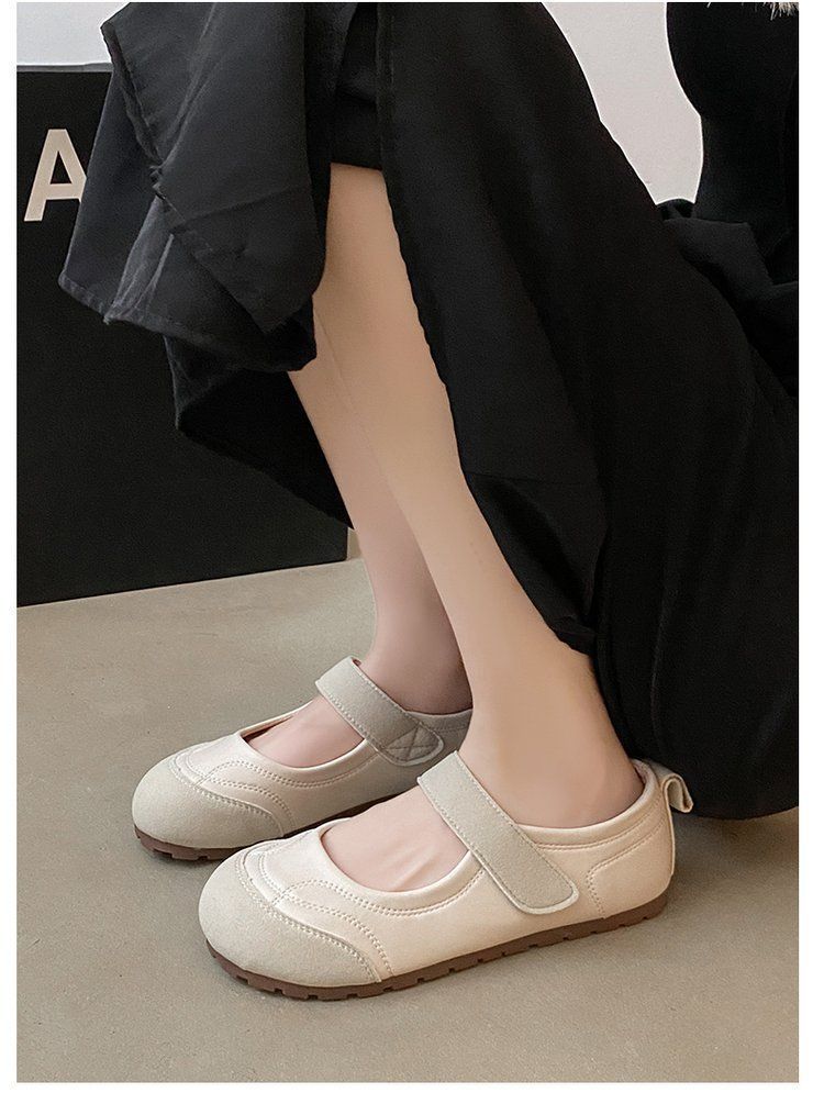 メリージェーン パンプス レディース フラットシューズ 痛くない ラウンドトゥ ストラップ ベージュ ぺたんこ 柔らかい 歩きやすい 疲れにくい カジュアル 厚底靴 蒸れない 3e かわいい ローヒー