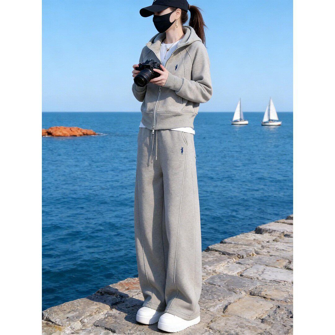 スウェット 上下セット レディース ジップアップ パーカー ワイドパンツ セットアップ ジャージ フード付き ルームウェア 部屋着 スポーツウェア カジュアル 2点セット ロングパンツ 体型カバー お