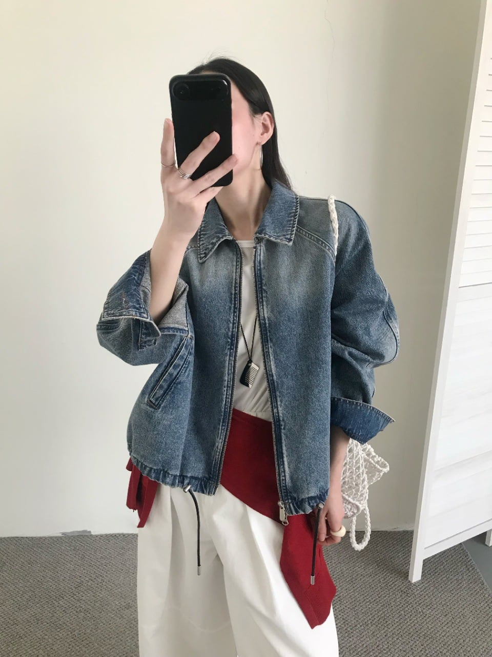デニムジャケット レディース オーバーサイズ ドロップショルダー ショート丈 ウォッシュ加工 ヴィンテージ風 ジップアップ ライトアウター ブルゾン カジュアル ゆったり 春 夏 秋 抜け感 こなれ感