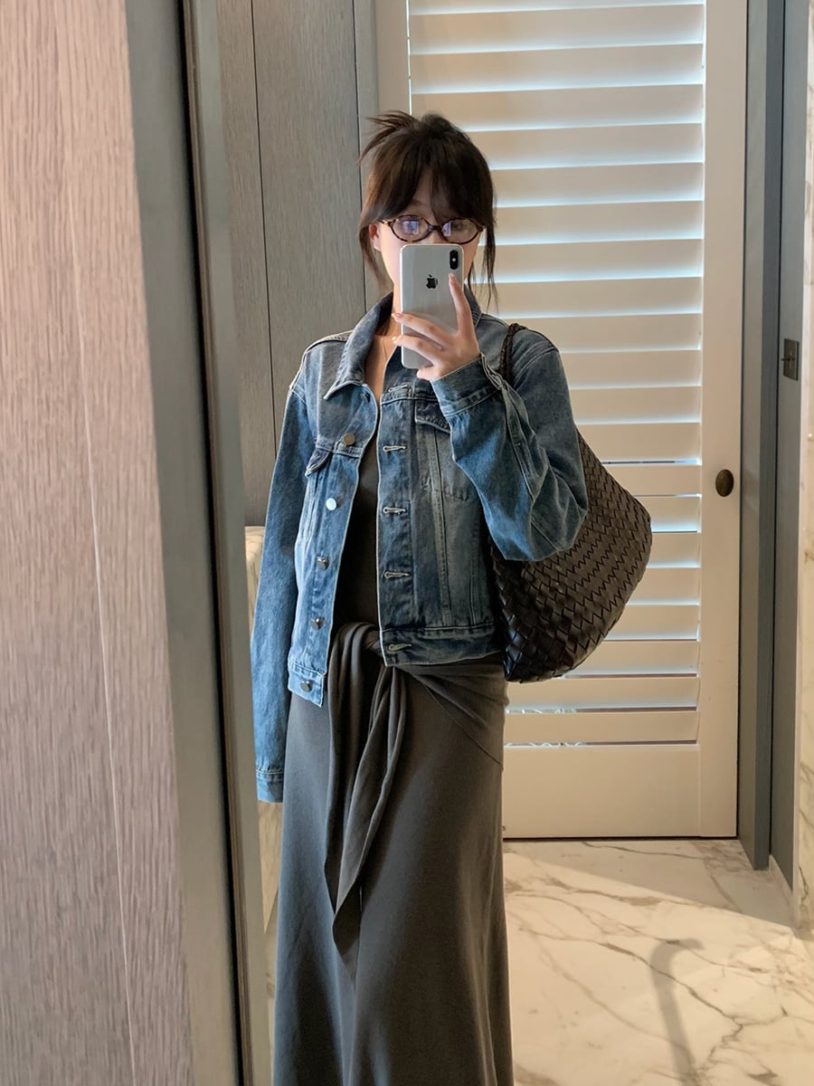 デニムジャケット レディース Gジャン ヴィンテージ風 ウォッシュ加工 ゆったり オーバーサイズ 春 秋 ライトアウター カジュアル 体型カバー ドロップショルダー 長袖 羽織り おしゃれ 抜け感 大