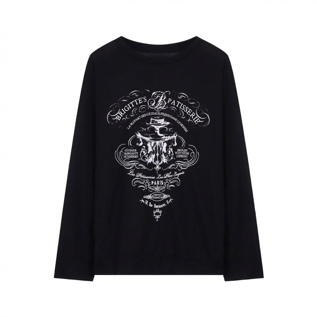 レディース ティーシャツ 長袖 ロンティー カットソー トップス ビンテージ風 レトロ プリント ビッグシルエット オーバーサイズ クルーネック ゆったり 抜け感 透け感 シアー 薄手 カジュアル ス