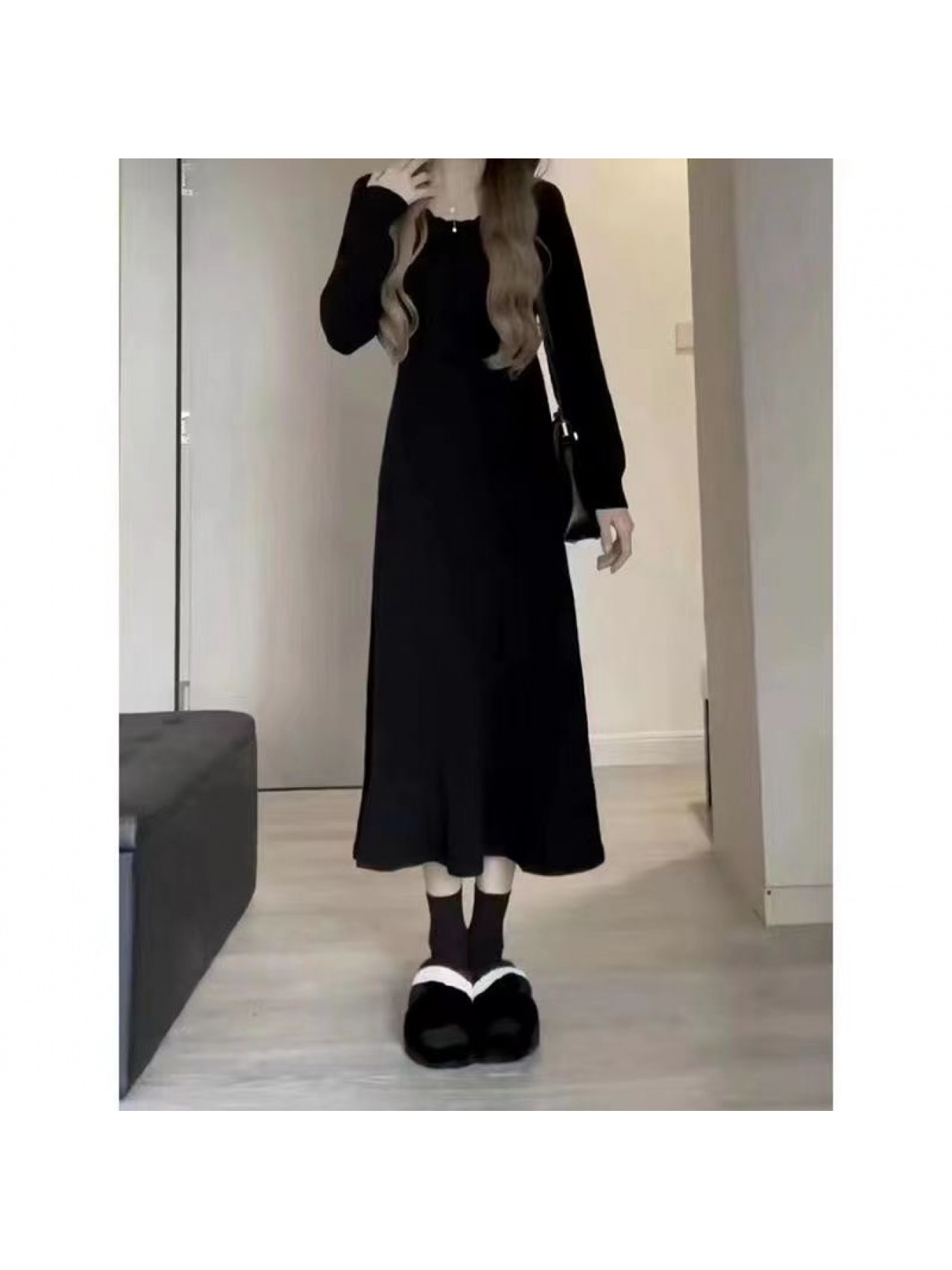 【スリム見え】ニットワンピース ロング レディース 長袖 Uネック タイト Ａライン ワンピース ロングワンピ マキシ丈 膝下 ミモレ丈 体型カバー 着痩せ 細見え 伸縮性 柔らか 楽ちん きれいめ カジュアル 大人可愛い オフィス 通勤 OL 通学 デート 女子会 二次会 6,408円