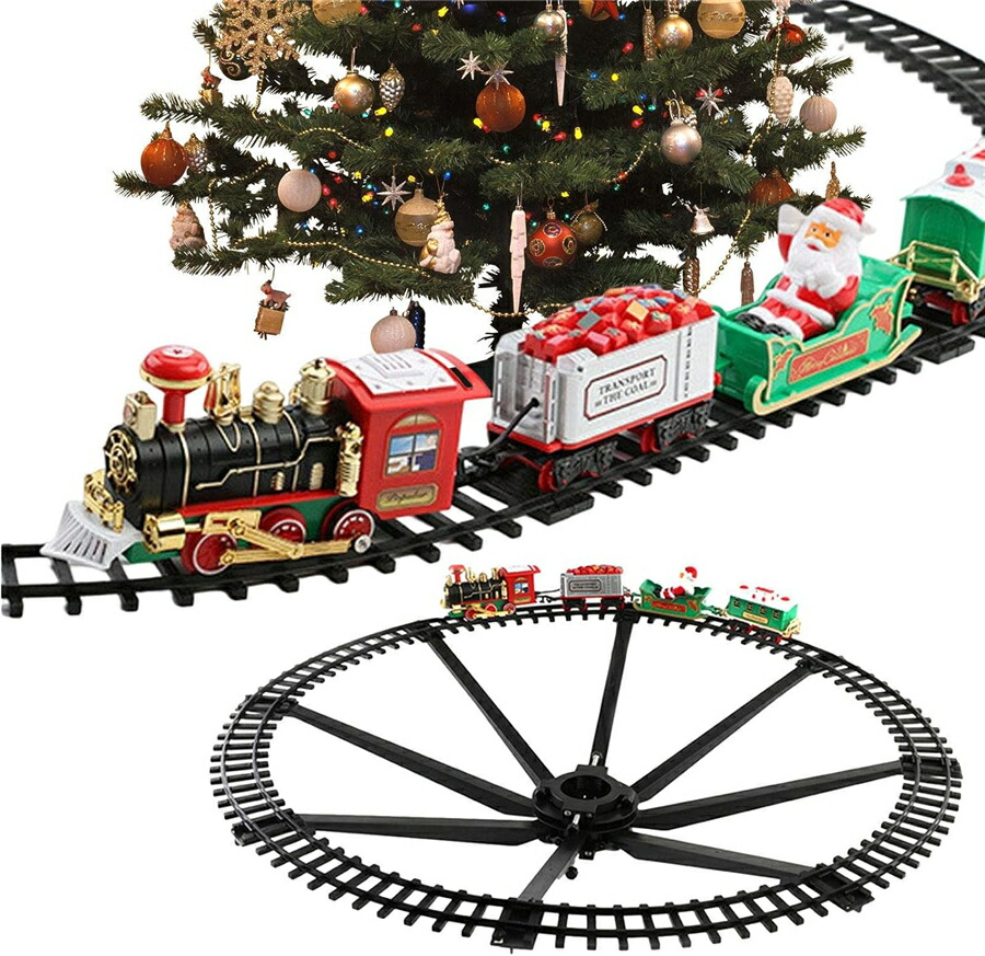 クリスマススチームトレインセット クリスマス 電車 レールセット 音とライト付き 電車車両 クリスマスツリー トレイントラックおもちゃ 室内遊び場 鉄道玩具 知育玩具 クリスマス プレゼント 誕生日 入園祝い 列車愛好家 子供向け 男の子 女の子 3歳以