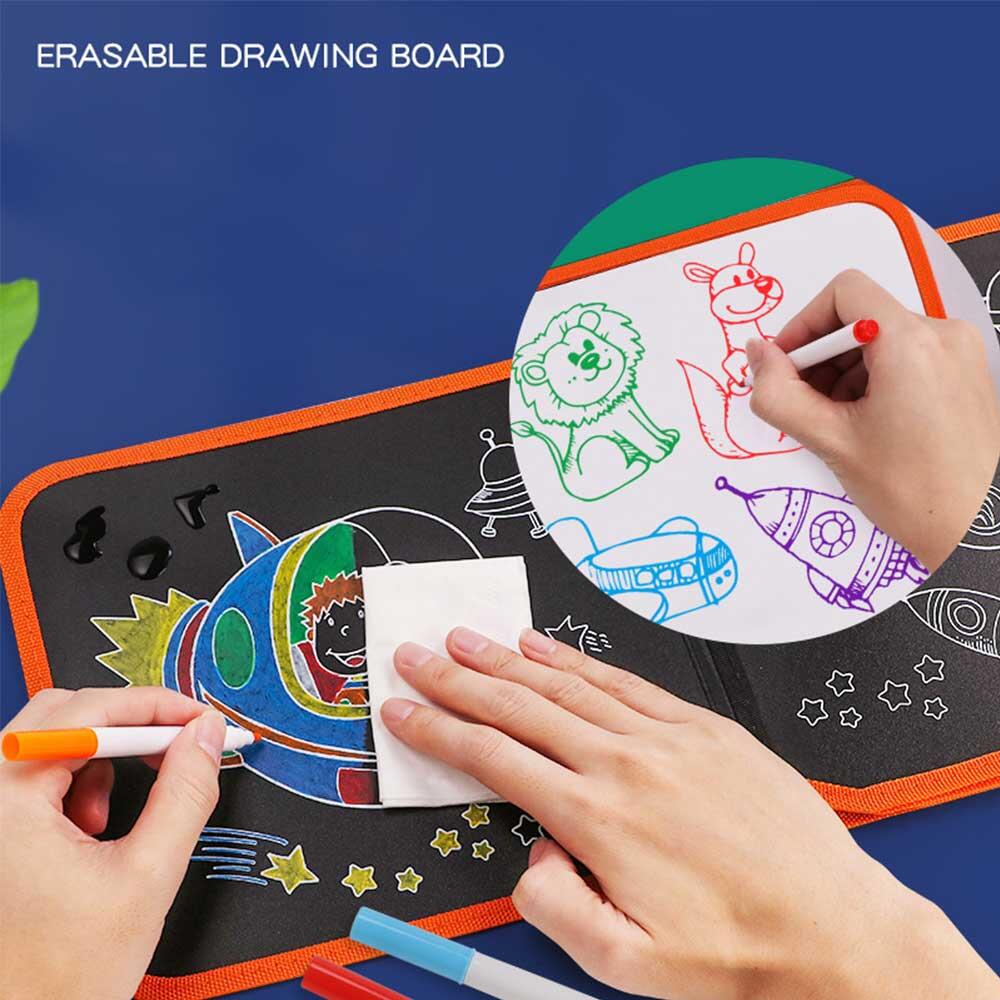 市場 お絵かきボード 子供用 消去可能 水彩ペン6本付き 黒板シート 両面描ける 描画ボード 8ページ クリスマスプレゼント 知育玩具 おもちゃドローイング