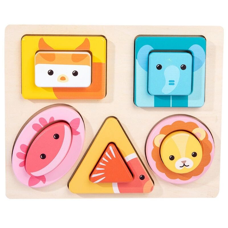 木製パズル 動物 木のおもちゃ 入れ子 知育玩具 12か月 型はめパズル