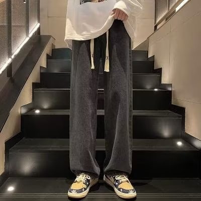 デニムパンツ メンズ ワイドパンツ ジーンズ ジーパン ゆったり ストレート バギーパンツ ウエストゴム 紐付き カジュアル ストリート ヒップホップ ズボン ボトムス オールシーズン 大きいサイズ
