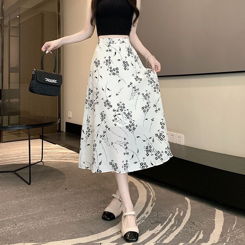 シフォンスカート レディース ハイウエスト ミディ丈 Ａライン スカート プリントスカート 花柄 痩せ見え ロングスカート 華やか カジュアル 春夏秋 体型カバー お出かけ着 旅行 デート