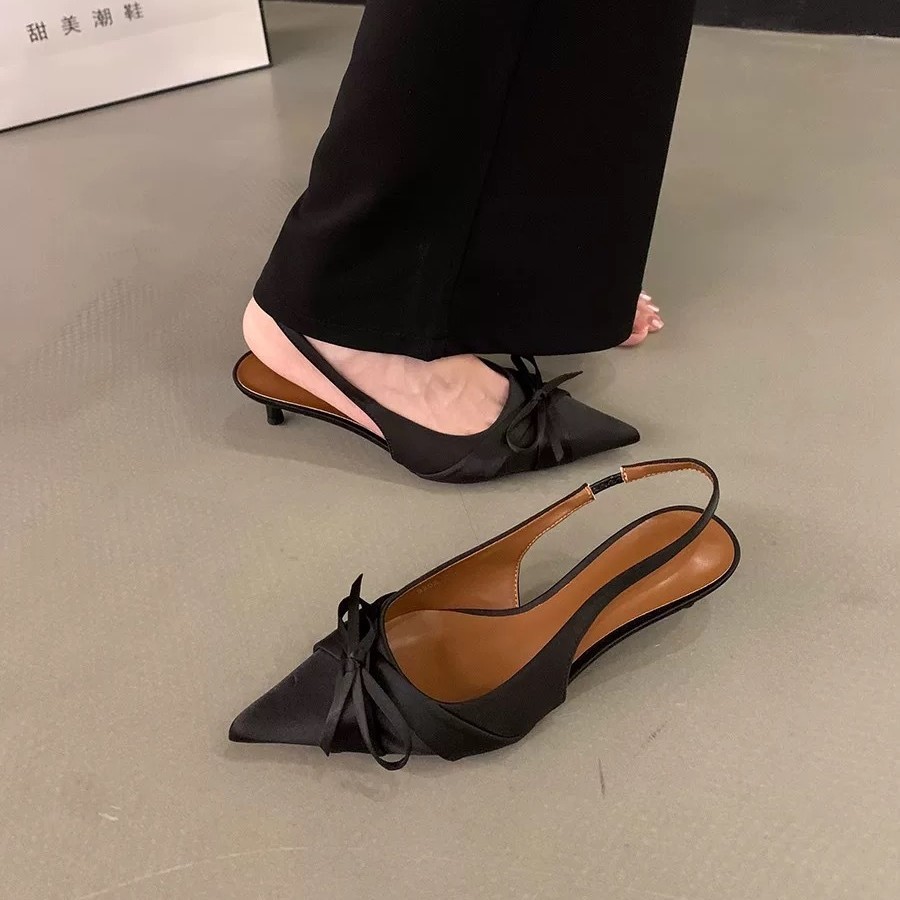 ポインテッドトゥ パンプス レディース 痛くない 歩きやすい バックストラップ リボン ピンヒール 5cm 結婚式 パーティー 通勤 フォーマル きれいめ 上品 エレガント 美脚 走れる 脱げにくい