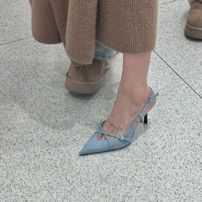 パンプス ポインテッドトゥ レディース バックストラップ ハイヒール ピンヒール バックル スリングバック 婦人靴 美脚 脚長 痛くない 通勤 オフィス 結婚式 二次会 パーティー 卒業式 春夏
