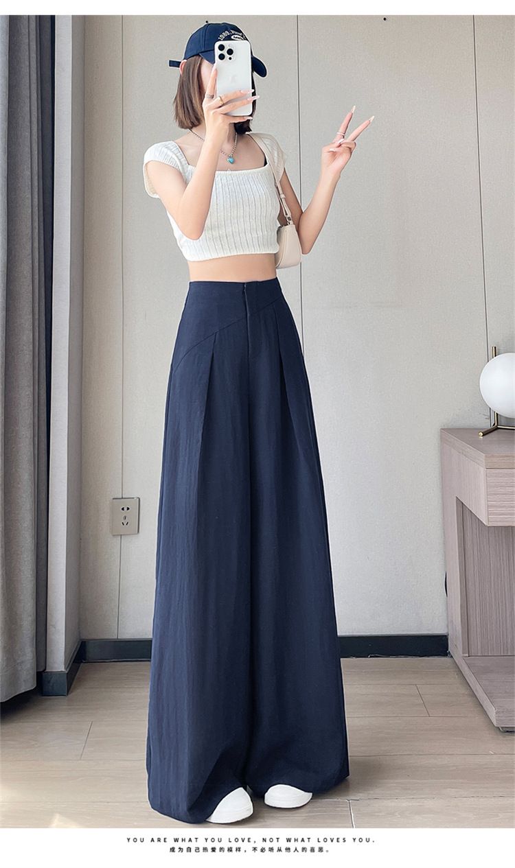 ワイドパンツ レディース 春夏秋 ハイウエスト リネンパンツ ロング 落ち感 体型カバー ゆったり さらさら ストレート 綿麻 カジュアル ボトムス ズボン 美脚
