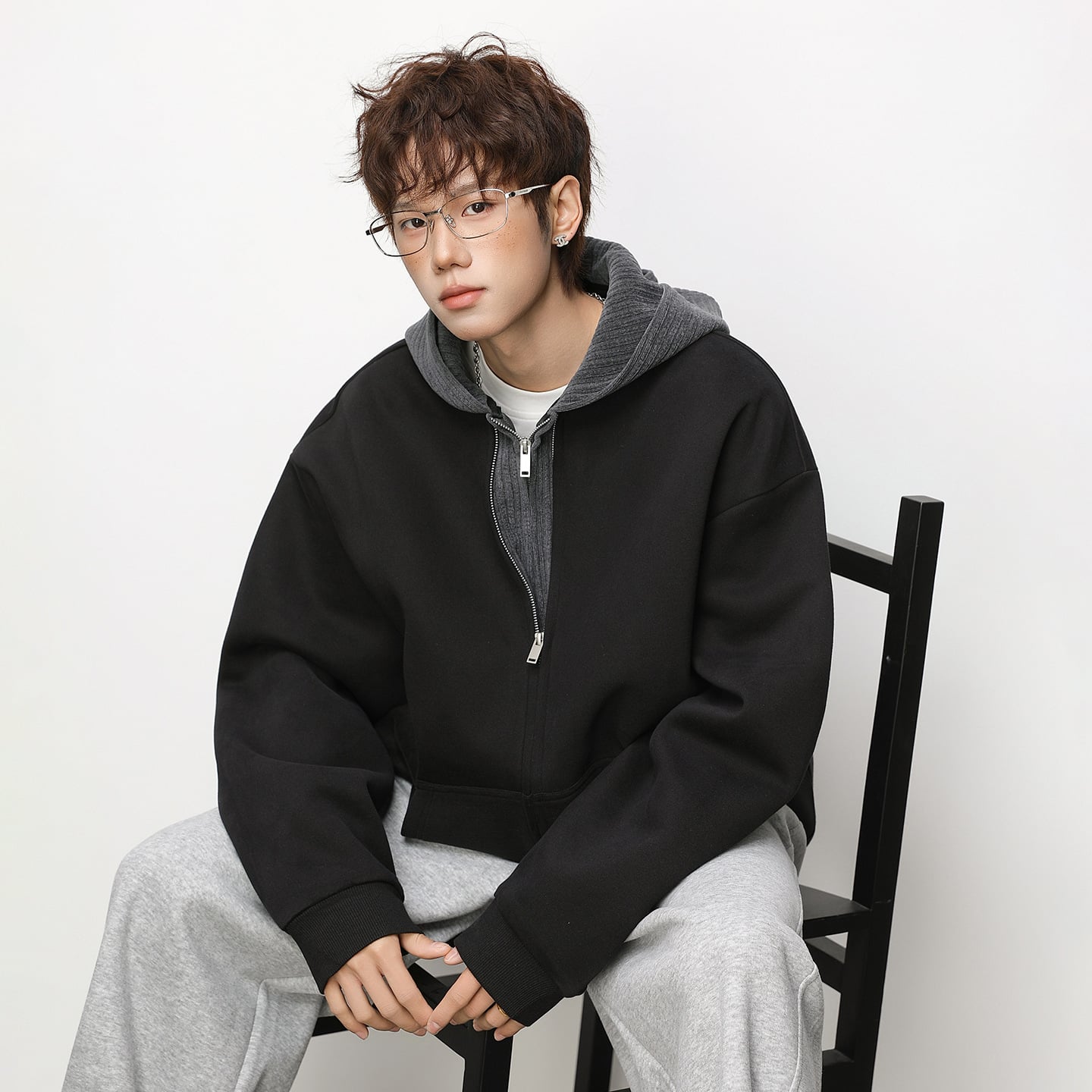パーカー メンズ ジップアップ ジャケット フード付き スウェット ビッグシルエット オーバーサイズ ストリート アメカジ カジュアル 長袖 切り替え ゆったり 春 秋 冬 アウター 上着 おしゃれ