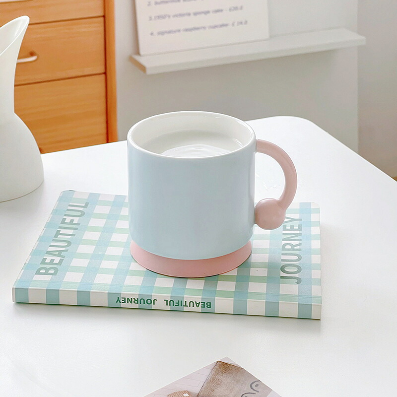 マグカップ 陶器 おしゃれ かわいい コーヒーカップ ティーカップ ぽってり バイカラー 北欧風 インテリア ハンドル付き ギフト プレゼント オフィス 自宅用 女性 贈り物 食器 モダン 電子レンジ