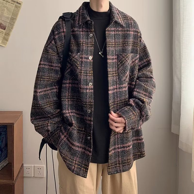 ネルシャツ メンズ チェック柄 シャツジャケット 厚手 オーバーサイズ 秋 冬 ビッグシルエット CPOジャケット 襟付き 羽織り カジュアル 風 起毛 暖かい おしゃれ ゆったり