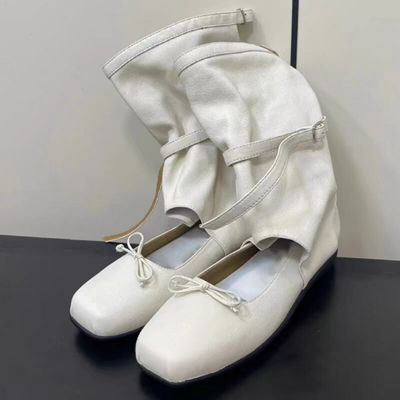 ショートブーツ レディース パンプスブーツ リボン付き ルーズ ブーツ ラウンドトゥ ローヒール フラットソール 歩きやすい 痛くない 履きやすい 美脚 おしゃれ カジュアル 可愛い 春秋