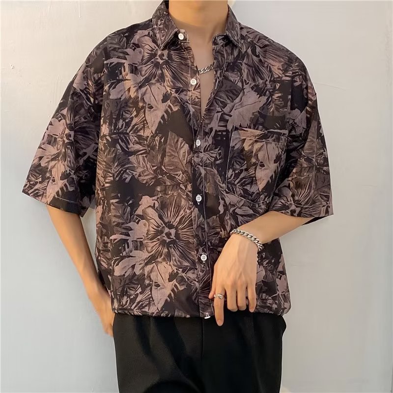 メンズ シャツ 半袖 総柄 アロハ風 快適 トップス ゆったり カジュアル ストリート ヒップホップ 薄手 涼しい 派手 羽織り ビーチ 大きいサイズ 落ち感 襟付き 前開き 速乾 ポケット付き 休日 4,782円