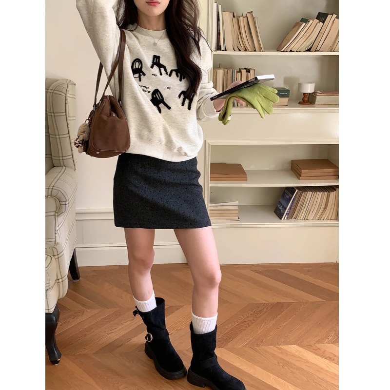 ミニスカート レディース ハート柄 台形スカート ハイウエスト Aライン 膝上 ショート丈 秋冬 美脚 脚長 ファッション ガーリー フェミニン 総柄 厚手 混 暖かい ボトムス 裏地付き 通学 デー