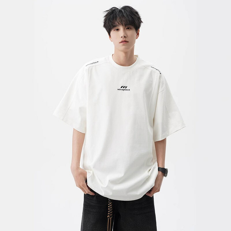 Tシャツ メンズ 半袖【接触冷感×速乾】ビッグシルエット ティーシャツ オーバーサイズ カットソー トップス クルーネック ロゴ ヘビーウェイト 厚手 涼しい 無地風 カジュアル ストリート 体型カバー 肩落ち ドロップショルダー UVカット 抗菌防臭 吸汗 部屋着