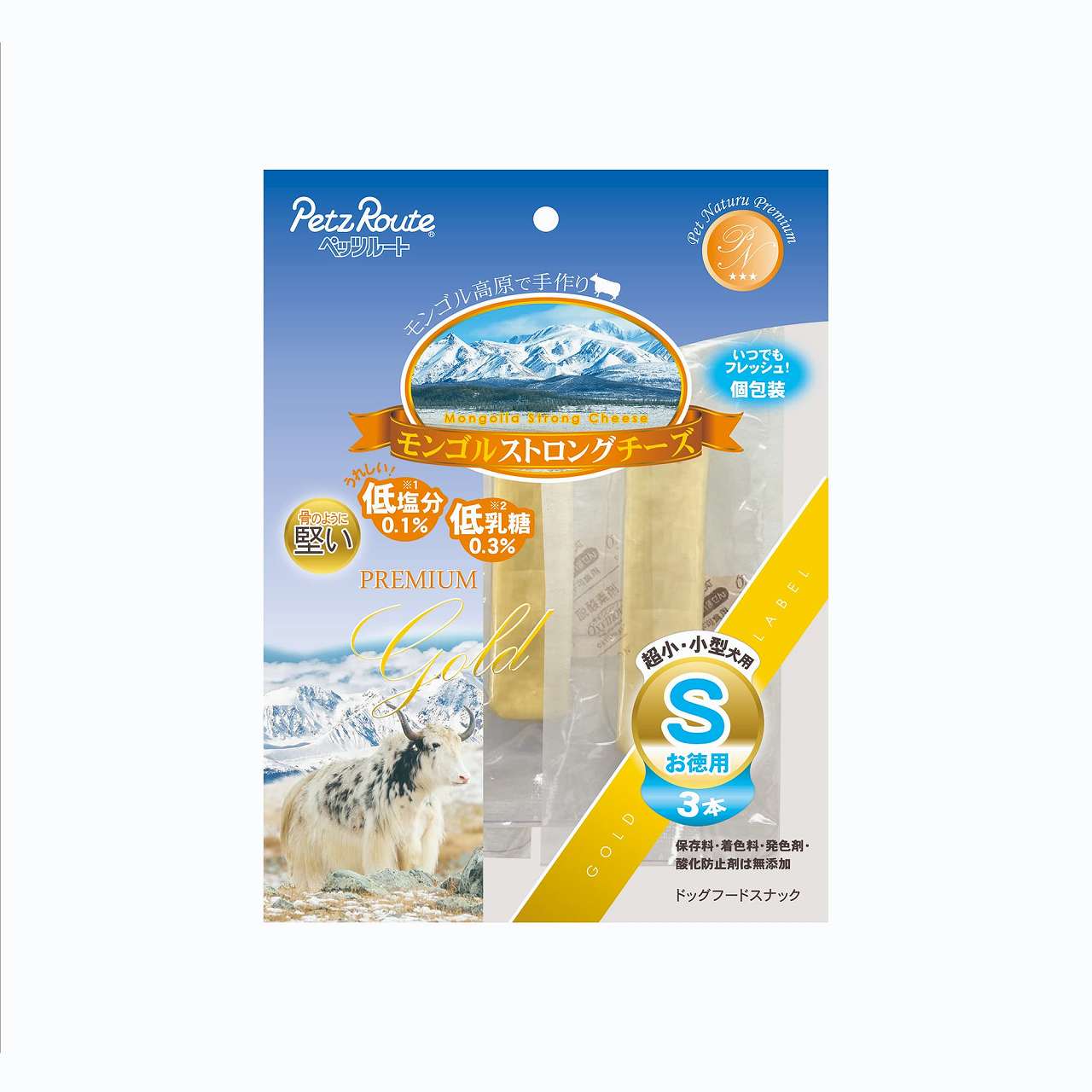 犬おやつ チーズ 82897 ペッツルート モンゴルストロングチーズ お徳用 3本 S×12セット (36本)|ルークランオンライン 店